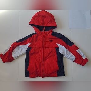 Oshkosh B'gosh Red White and Blue Fleece Hooded Jacket Reversable Kids Coat 5